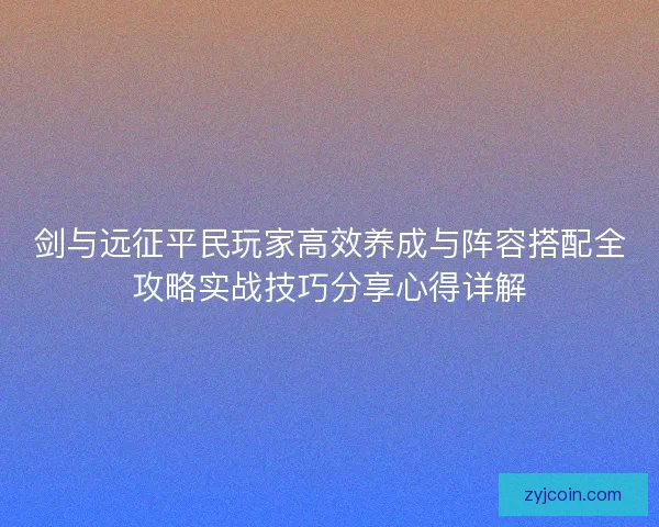 剑与远征平民玩家高效养成与阵容搭配全攻略实战技巧分享心得详解