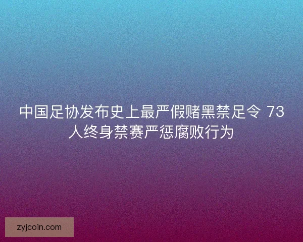 中国足协发布史上最严假赌黑禁足令 73人终身禁赛严惩腐败行为